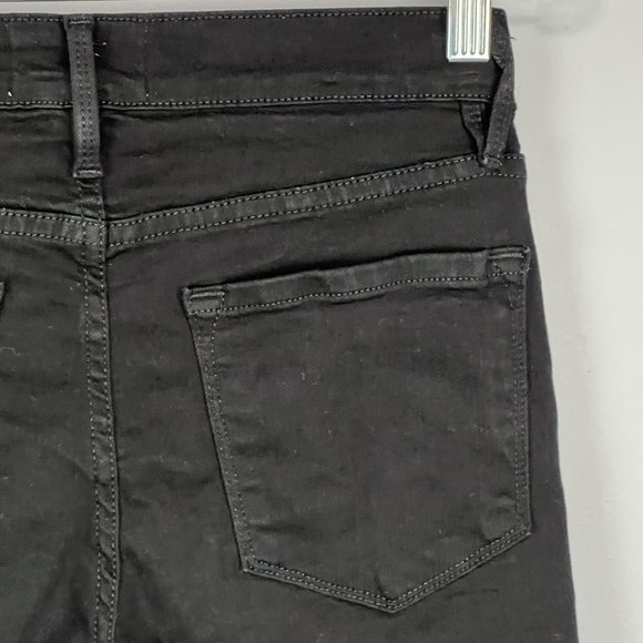 Frame Womens Le Skinny de Jeanne Jeans Raw Stagger Crop Mid Rise Black size 25 - Picture 10 of 16